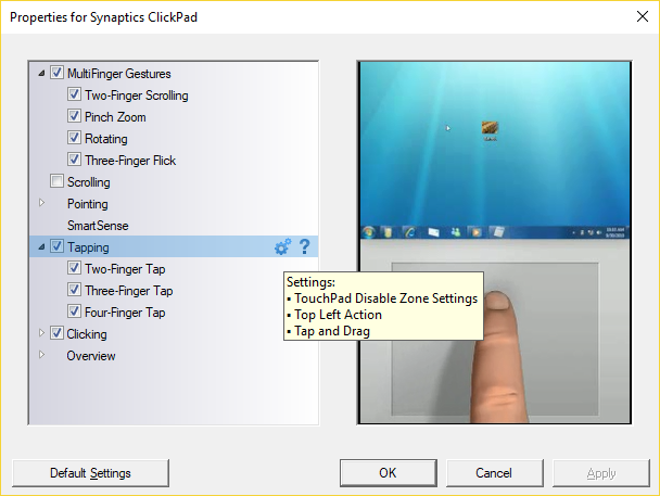 Synaptics Clickpad Properties